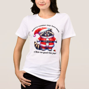 Camiseta Triblenda Un alegre mapache celebrando a los Navidades con e