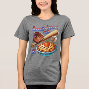 Camiseta Triblenda Un americano divertido como el béisbol y el Apple
