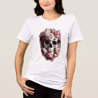 Camiseta Triblenda Un cráneo hecho de rosas florecientes