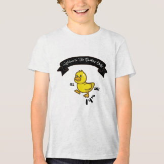 Camiseta Triblenda un divertido pato amarillo caminando de manera div