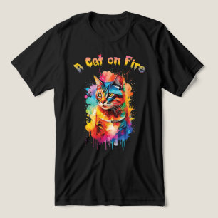 Camiseta Triblenda un gato en llamas