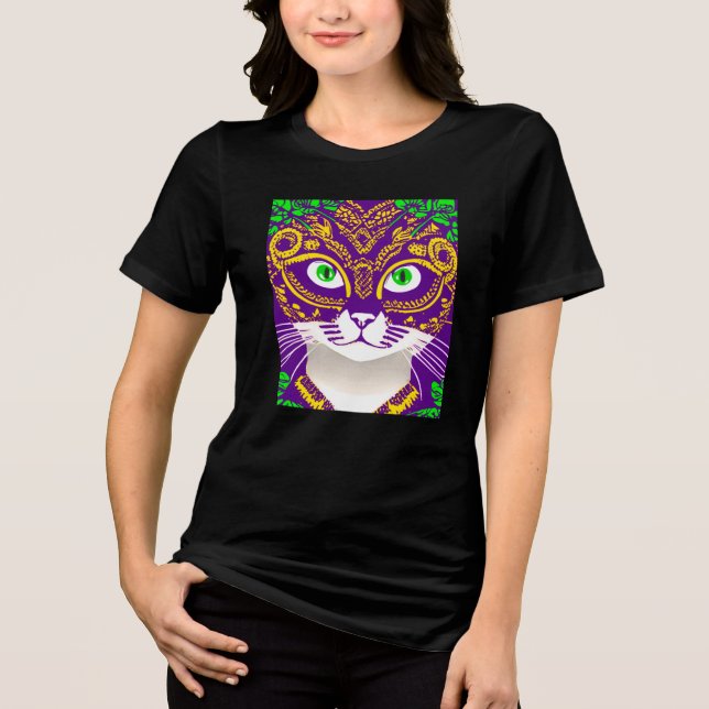 Camiseta Triblenda Un gato lindo con una máscara de gas mardi (Anverso)