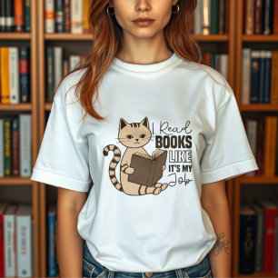 Camiseta Triblenda Un gato lindo leyendo un libro