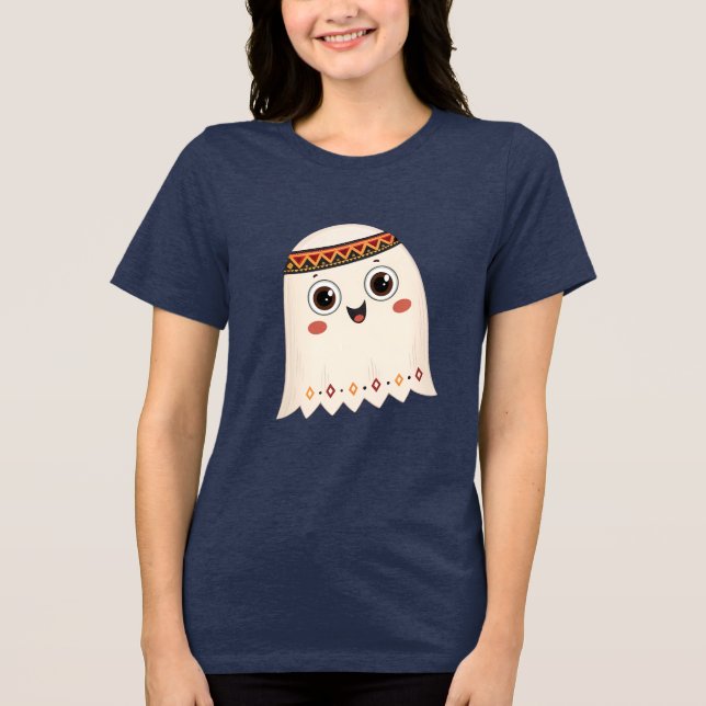 Camiseta Triblenda Un ilustracion de un fantasma lindo con una sonris (Anverso)