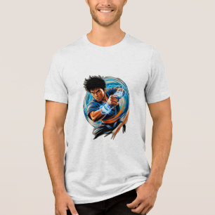 Camiseta Triblenda Un luchador de karate rodeado por un aura de energ