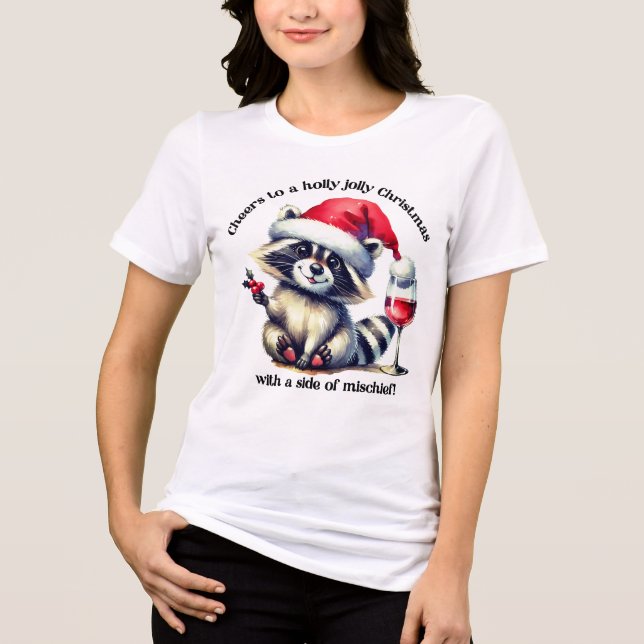 Camiseta Triblenda ¡Un mapache en el sombrero de Santa! (Anverso)