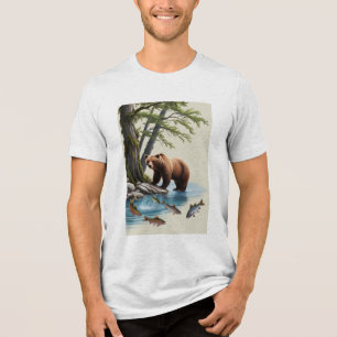 Camiseta Triblenda Un oso parado a orillas de un río