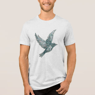 Camiseta Triblenda Un pájaro hecho de vidrio roto, volando en fragmen