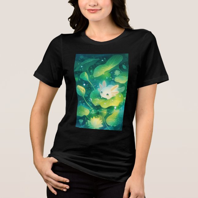 Camiseta Triblenda Un prado de Petals Axolotl estanque secreto (Anverso)
