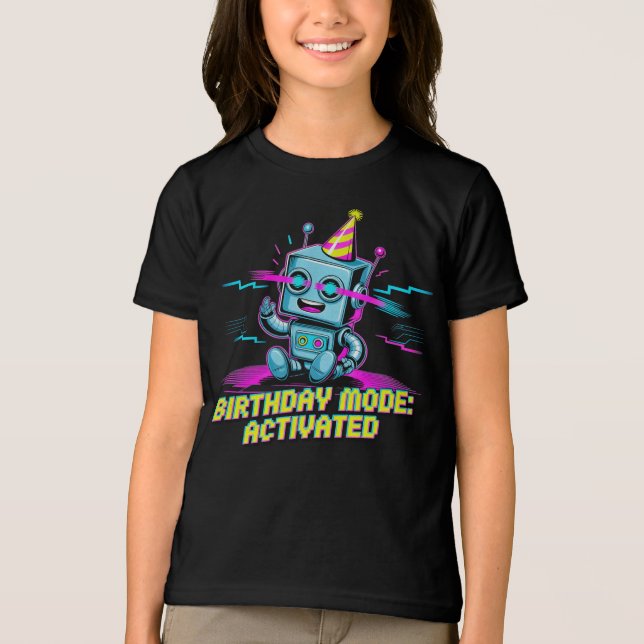 Camiseta Triblenda Un robot corto activado modo de fiesta de cumpleañ (Anverso)