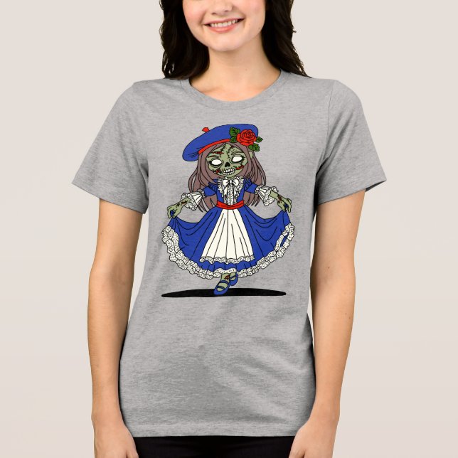 Camiseta Triblenda Un Zombie francés lindo (Anverso)