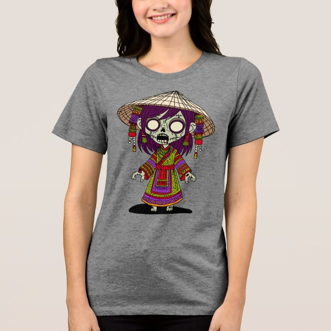 Camiseta Triblenda Un Zombie Vietnamita lindo (Anverso)