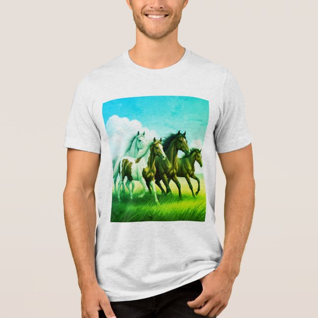 Camiseta Triblenda una familia de caballos galopando (Anverso)