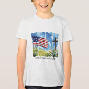 Camiseta Triblenda Una Nación Bajo Dios La Bandera Estadounidense Flo