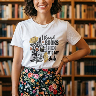 Camiseta Triblenda Una nutria adorable leyendo un libro, floral 