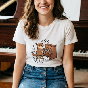 Camiseta Triblenda Una nutria adorable tocando el piano
