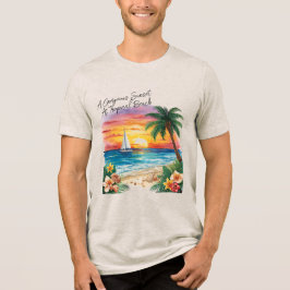 Camiseta Triblenda Una puesta de sol impresionante en una playa tropi