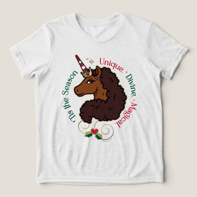 Camiseta Triblenda Unicornio Afro 'Este es unicornio de temporada (Diseño delantero )