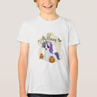 Camiseta Triblenda Unicornio de Halloween con niños de calabaza
