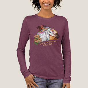Camiseta Triblenda Unicornio tropical de texto y nombre personalizado