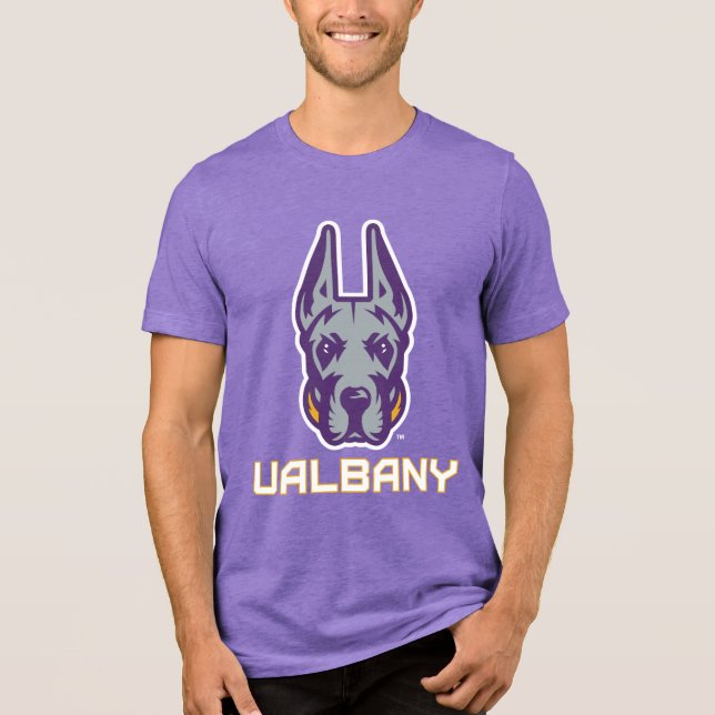 Camiseta Triblenda Universidad de Albany Great Danes (Anverso)