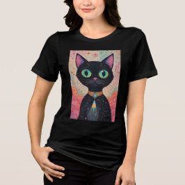 Camiseta Triblenda Universo de gato negro futurista atómico