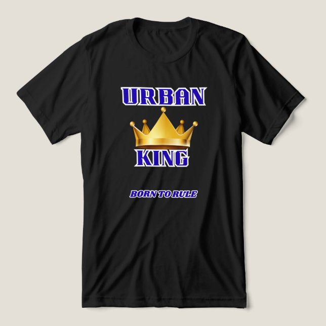 CAMISETA TRIBLENDA URBAN KING, BORN TO RULE MEN'S SOLID BLACK  (Diseño delantero )