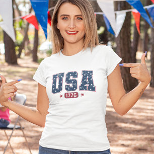 Camiseta Triblenda USA 1776" 4th of July – Navy Blue & Red Tones 4th