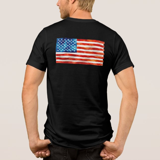 Camiseta Triblenda USA American Flag Patriot 4th of July Parade Vet (Reverso)