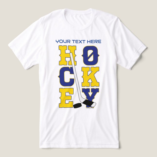Camiseta Triblenda Usa espíritu deportivo de hockey azul y amarillo (Diseño delantero )
