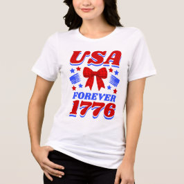 Camiseta Triblenda USA Por Siempre 1776 Lazo de Gingham Rojo