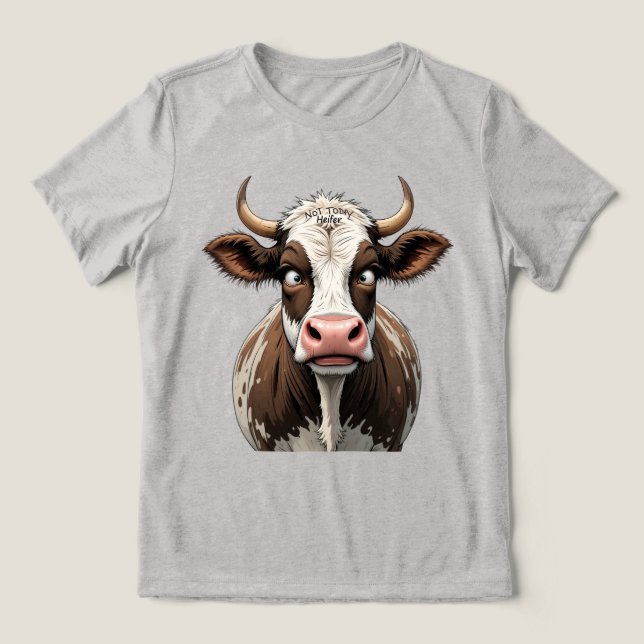 Camiseta Triblenda Vaca cómica con divertida escritura en la frente (Diseño delantero )