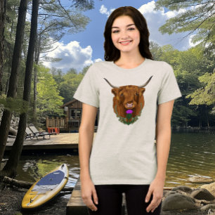 Camiseta Triblenda Vaca Escocesa de las Tierras Altas Púrpura Cardo C