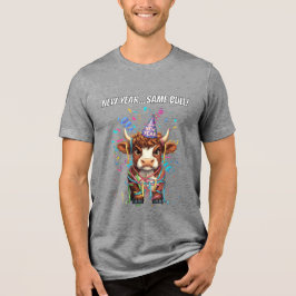 Camiseta Triblenda Vaca gruñona de las Highlands Año Nuevo divertido