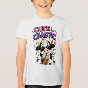Camiseta Triblenda Vaca linda pero caótica con café con hielo