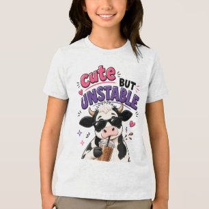 Camiseta Triblenda Vaca linda pero inestable con café con hielo