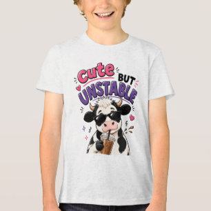 Camiseta Triblenda Vaca linda pero inestable con café con hielo