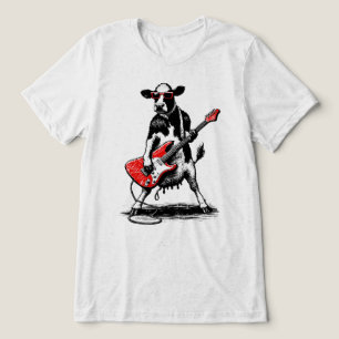 Camiseta Triblenda Vaca Rockstar Genial Tocando Guitarra Eléctrica Ro