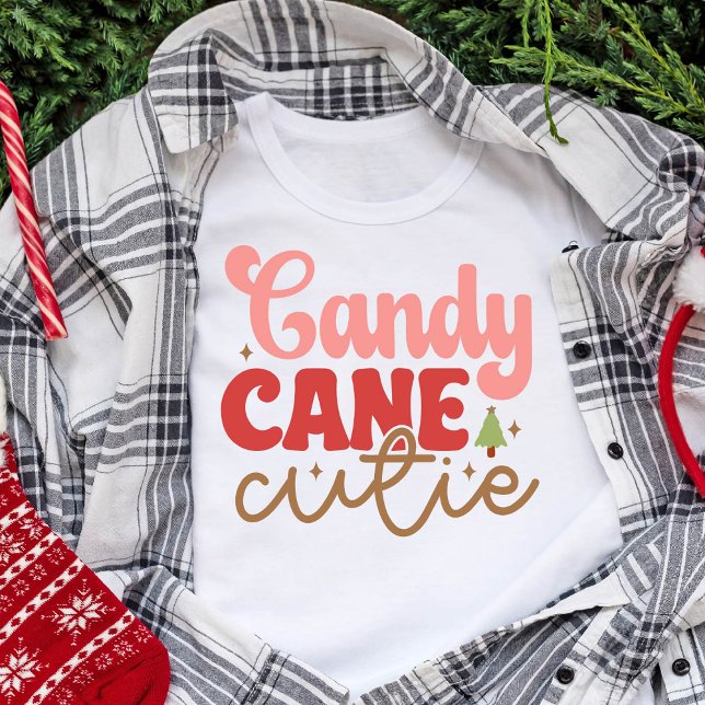 Camiseta Triblenda Vacaciones de los Navidades Candy Cane Cutie Retro (Candy Cane Cutie Retro Groovy Christmas Holidays T-Shirt)