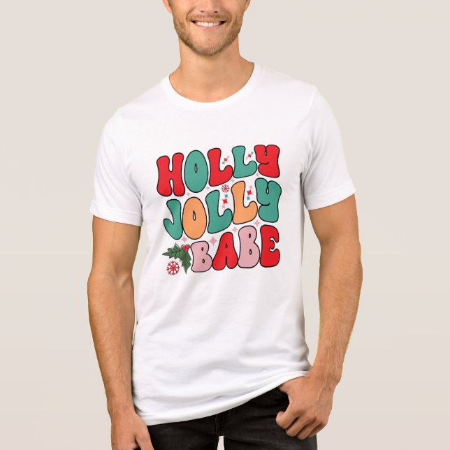 Camiseta Triblenda Vacaciones de los Navidades de Holly Jolly Babe Re (Anverso)