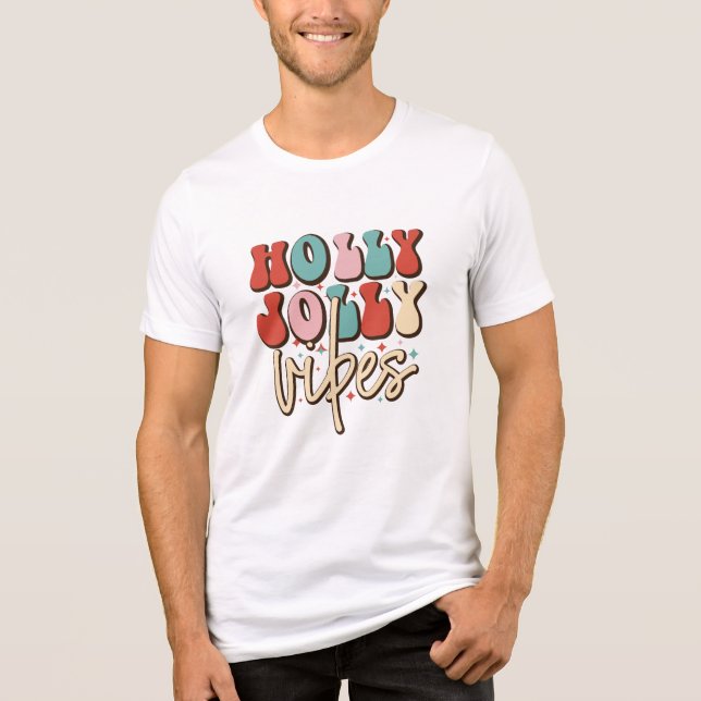 Camiseta Triblenda Vacaciones de los Navidades Holly Jolly Vibes Retr (Anverso)