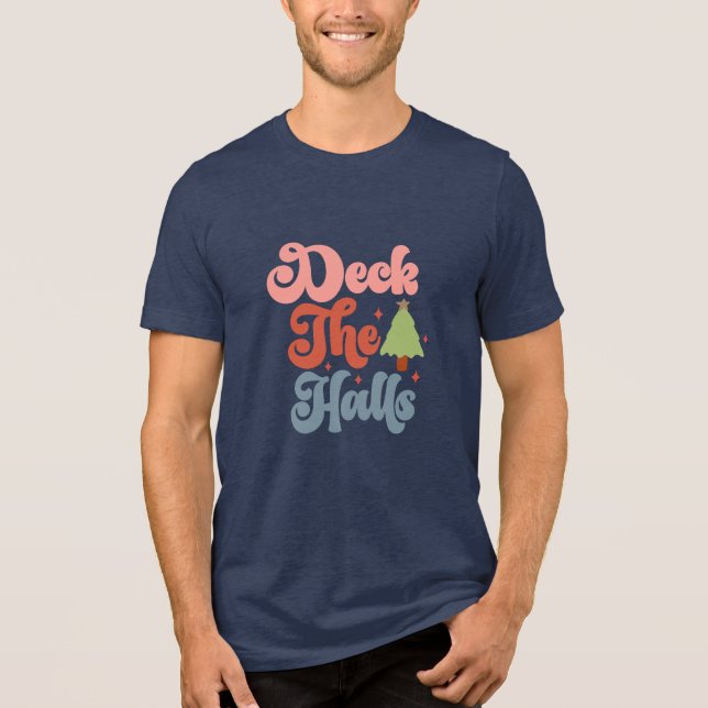 Camiseta Triblenda Vacaciones de Navidades Deck the Halls Retro Groov (Anverso)