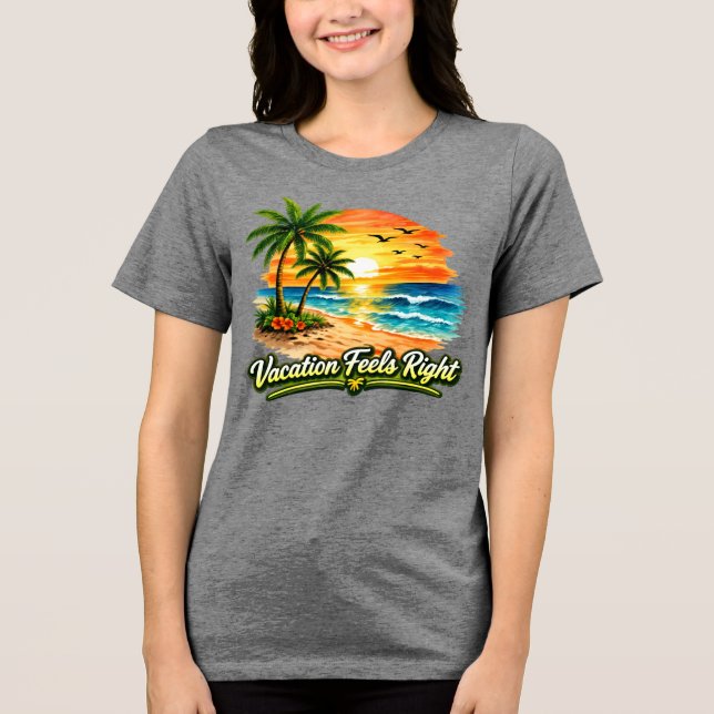 Camiseta Triblenda Vacation Feels Right Coastal Beach Tee USA (Anverso)