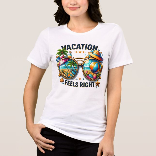 Camiseta Triblenda Vacation Feels Right Women’s Tri-Blend T-Shirt USA (Anverso)