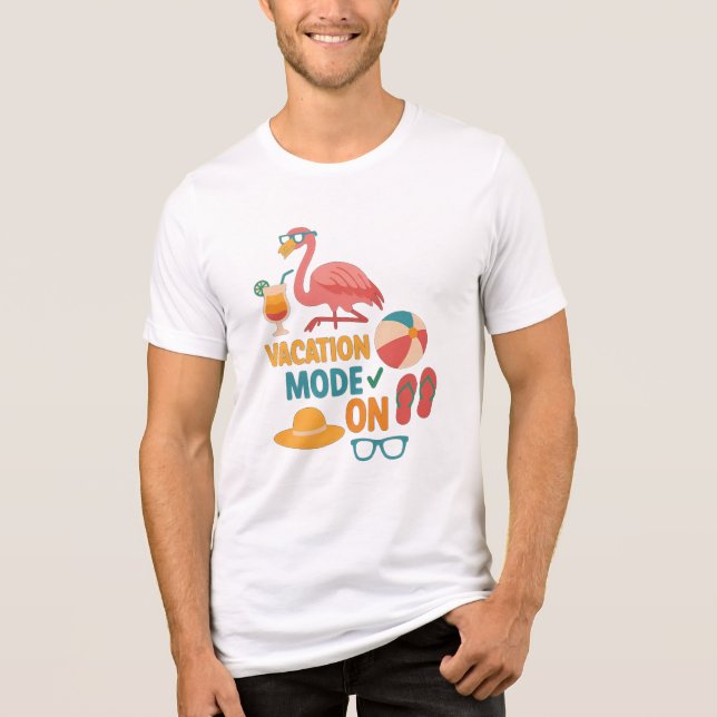 Camiseta Triblenda Vacation Mode On Flamingo T-Shirt – Summer Beach  (Anverso)