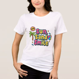 Camiseta Triblenda Vacation Mood – Sun, Sand, Smile Cartoon Women’s