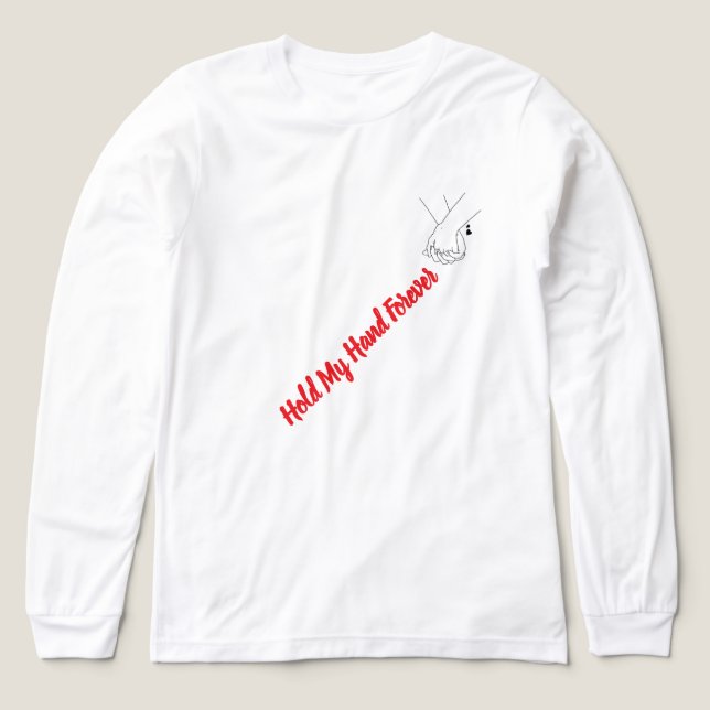 Camiseta Triblenda Valentine's Day Line Art Holding Hands T-Shirt | M (Diseño frontal)