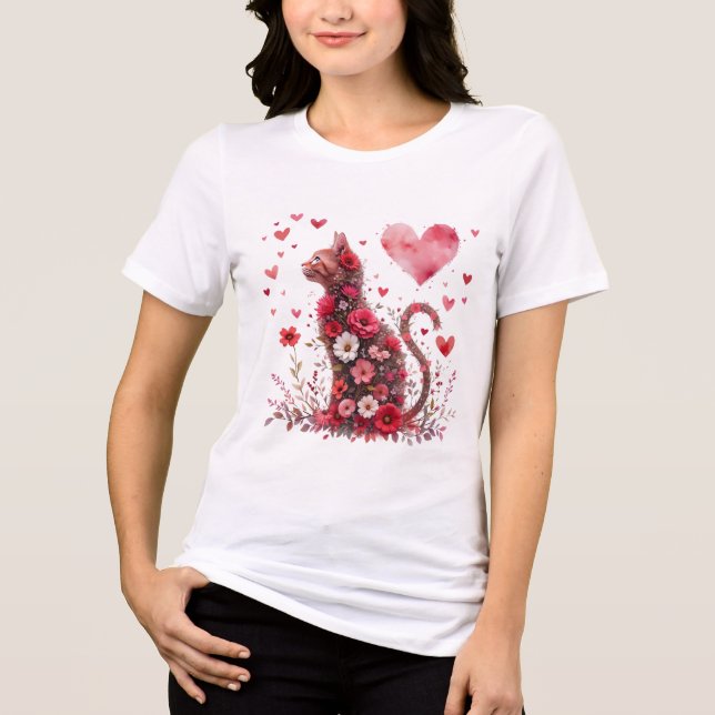 Camiseta Triblenda Valentine's Day Love Heart Cat Lover (Anverso)