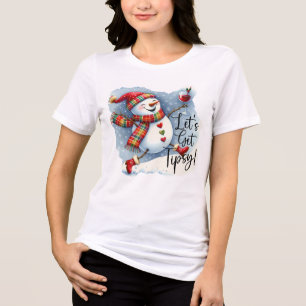 Camiseta Triblenda Vamos a emborracharnos Hombre de nieve bebiendo vi