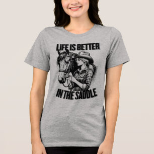 Camiseta Triblenda Vaquera Con Caballo